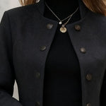 Nadorine Business Casual Double Breasted Suede Blazer