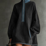 Relaxed Contrast Suede Mini Dress