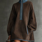 Relaxed Contrast Suede Mini Dress