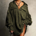 Relaxed Biker Style Suede Mini Dress