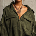 Relaxed Biker Style Suede Mini Dress