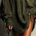 Relaxed Biker Style Suede Mini Dress