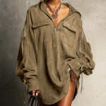 Relaxed Biker Style Suede Mini Dress
