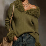 Fashion Fluffy Fuzzy Collar Sweater