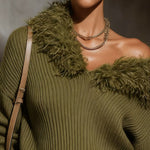 Fashion Fluffy Fuzzy Collar Sweater
