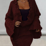 Oversized Ruffle Trim Ribbed Knit Dress