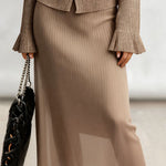 Romantic Chiffon Knit Blouse Skirt Set