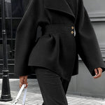 Trendy Tweed A-Line Coat Pants Matching Set