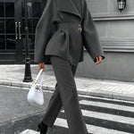 Trendy Tweed A-Line Coat Pants Matching Set