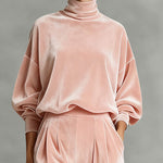 Leisure Relaxed Velvet Turtleneck Top Pants Set