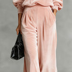 Leisure Relaxed Velvet Turtleneck Top Pants Set