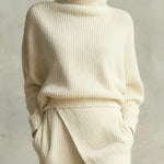 Elegant Turtleneck Sweater Knit Skirt Set