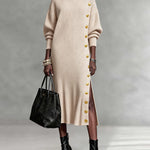 Loose Fit Split Design Knitwear Midi Dress