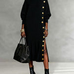 Loose Fit Split Design Knitwear Midi Dress