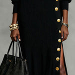 Loose Fit Split Design Knitwear Midi Dress