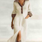 Leopard Patchwork Ribbed Knit Midi Dress