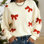 Oversized Bow Print Knit Sweater
