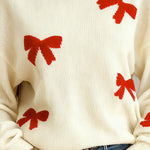 Oversized Bow Print Knit Sweater