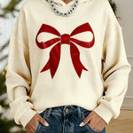 Nadorine Casual Cute Bow Design Knit Hoodie
