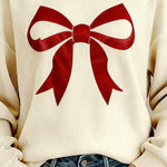 Nadorine Casual Cute Bow Design Knit Hoodie