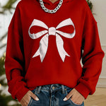 Nadorine Casual Cute Bow Design Knit Hoodie