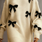 Loose Fit Bow Jacquard Knit Dress