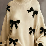 Loose Fit Bow Jacquard Knit Dress