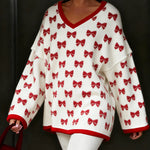 Nadorine All-Over Bow Tie Pattern Knit Sweater