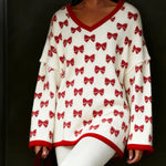 Nadorine All-Over Bow Tie Pattern Knit Sweater
