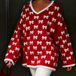 Nadorine All-Over Bow Tie Pattern Knit Sweater