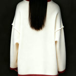 Nadorine Contrast Trim Bow Detail Fleece Top