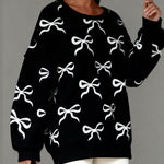 Nadorine Cute Casual Bow Print Sweatshirt