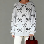 Nadorine Cute Casual Bow Print Sweatshirt