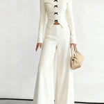 Trendy Cropped Top and Wide Leg Pants Set