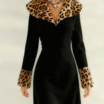 Trendy Leopard Splice Knit Dress