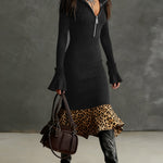Nadorine Elegant Leopard Fishtail Midi Dress for Women Casual Elegant Summer 2026 Work Brunch