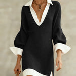 Modern Contrast Knitted Mini Dress