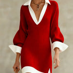 Modern Contrast Knitted Mini Dress