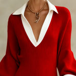 Modern Contrast Knitted Mini Dress