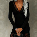 Nadorine Elegant Lace-Trimmed Knit Dress for Women Casual Summer Vacation 2026