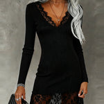Nadorine Elegant Lace-Trimmed Knit Dress for Women Casual Summer Vacation 2026