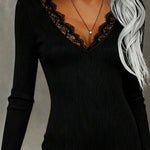 Nadorine Elegant Lace-Trimmed Knit Dress for Women Casual Summer Vacation 2026