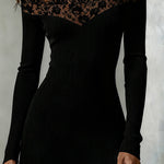 Elegant Off-Shoulder Lace Trim Dress