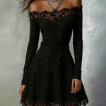 Sparkly Off-Shoulder Lace Dress