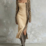 Stylish Leopard Patchwork Midi Dress