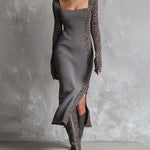 Stylish Leopard Patchwork Midi Dress