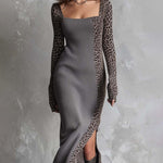 Stylish Leopard Patchwork Midi Dress
