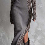 Stylish Leopard Patchwork Midi Dress