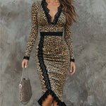 Sexy Lace Detail Leopard Print Dress
