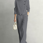 Modern Asymmetric Placket Top and Pants Set